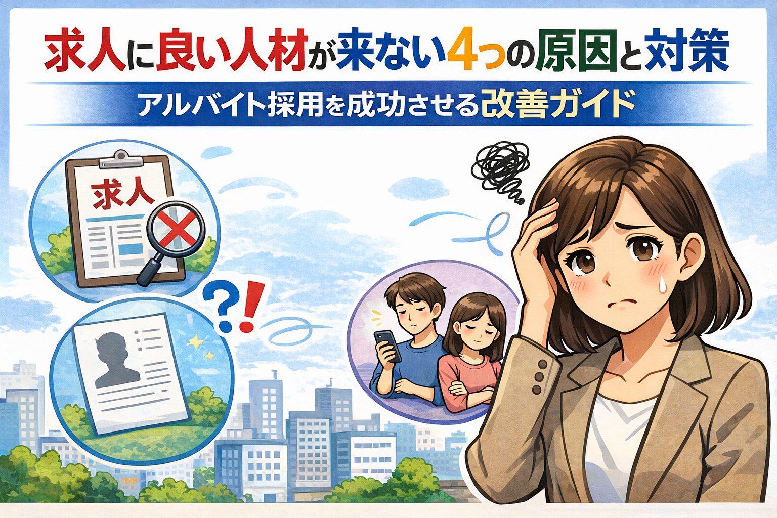 求人に良い人材が来ない4つの原因と対策｜アルバイト採用を成功させる改善ガイド