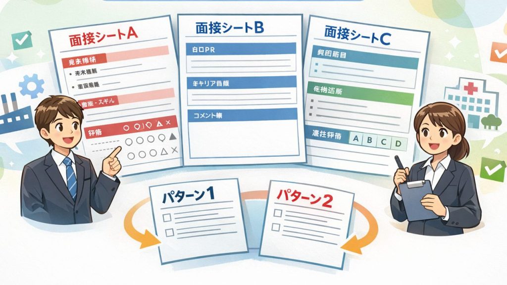 面接シートは企業ごとの採用基準に合わせて自由に設計可能