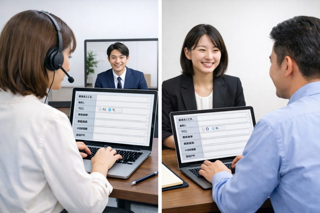 面接中の採用担当者と候補者