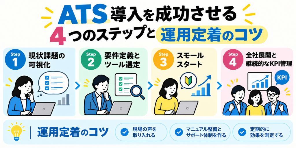 ATS導入成功の4ステップ infograph